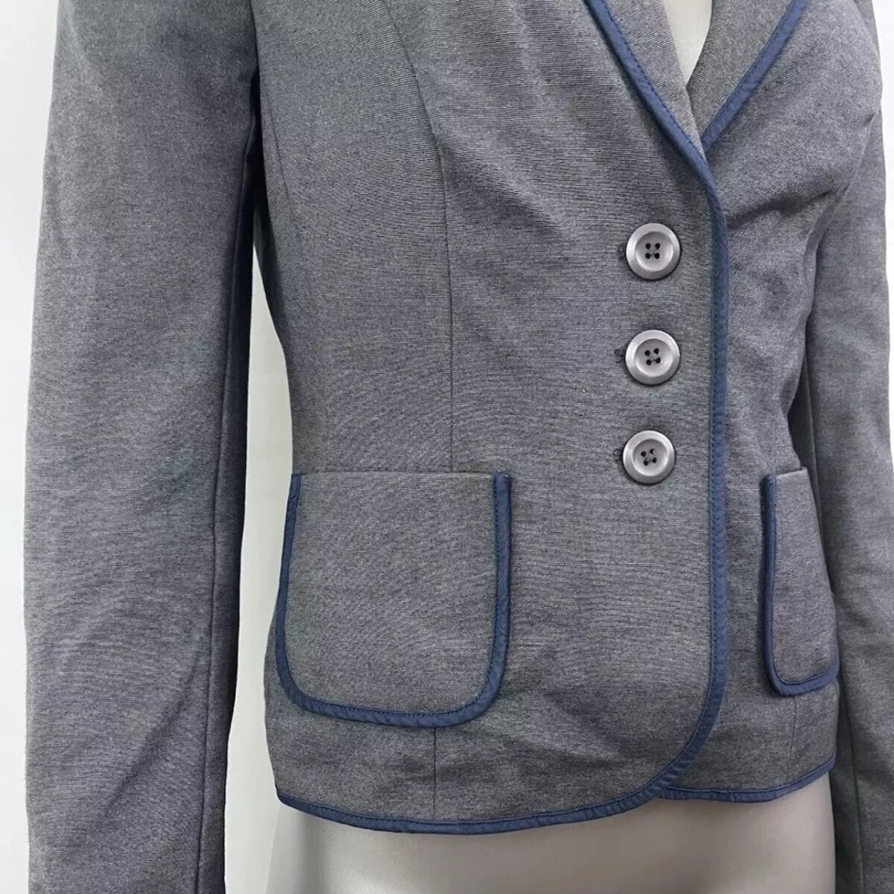 Boden Blazer Sz 8 Gray 3-Button Lined Floral Silk Lining Academia Preppy Office - Picture 4 of 13